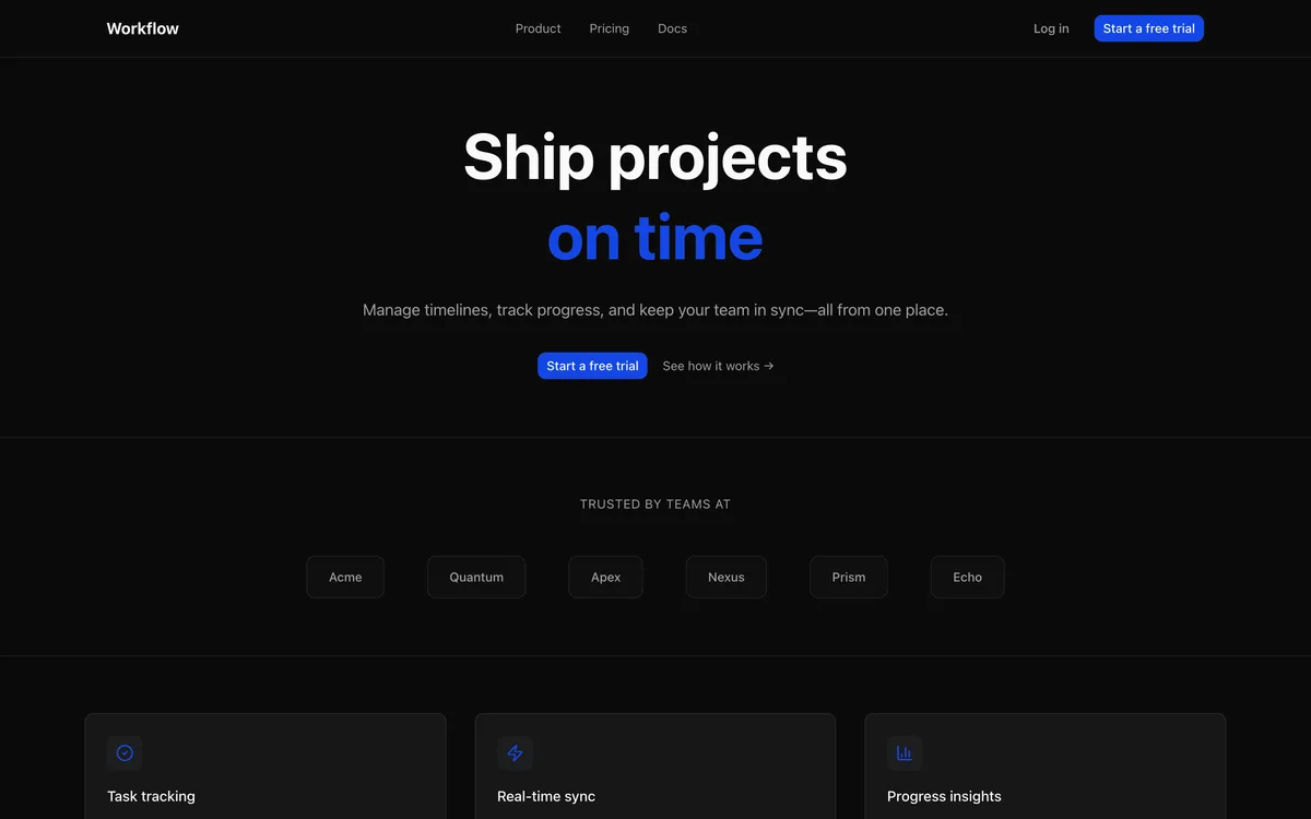 v0 prompt for a SaaS landing page — example output